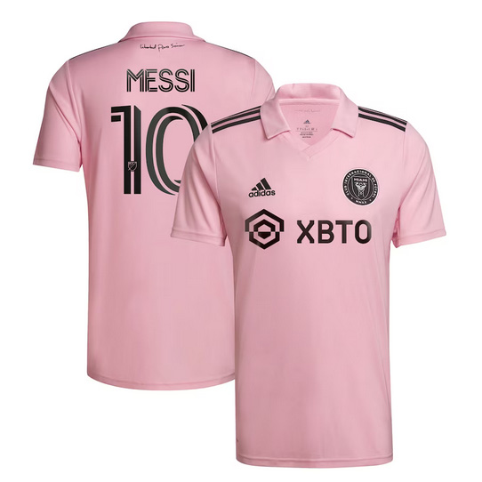 Men%27s Inter Miami CF Lionel Messi adidas Pink 2023 The Heart Beat Kit Replica Jersey